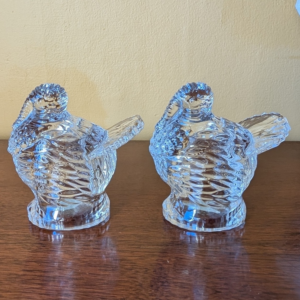 Turkey Salt & Pepper Shakers Shannon Crystal by Godinger 24% Lead Thanksgiving